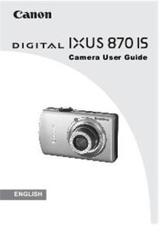 Canon Digital Ixus 870 IS manual. Camera Instructions.